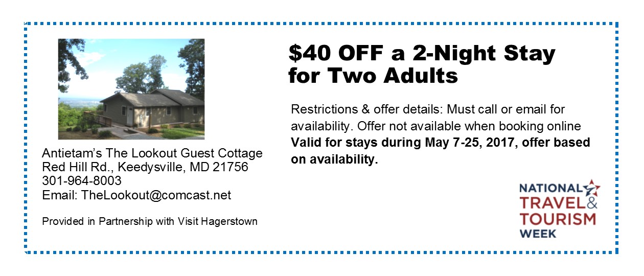 Hagerstown Tourism Offers - Antietam's The Lookout Guest Cottage